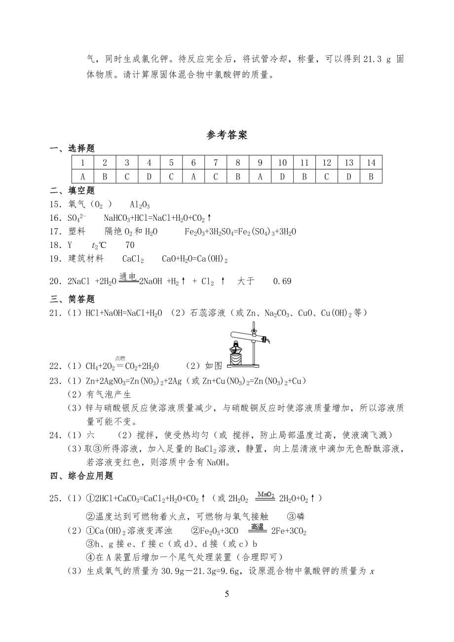 20XX年河南省中考化学试习题及答案 (1)_第5页