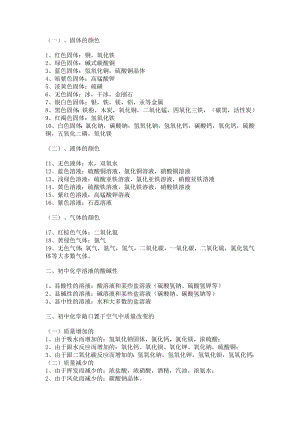 《初中化学物质颜色及常见沉淀物质》