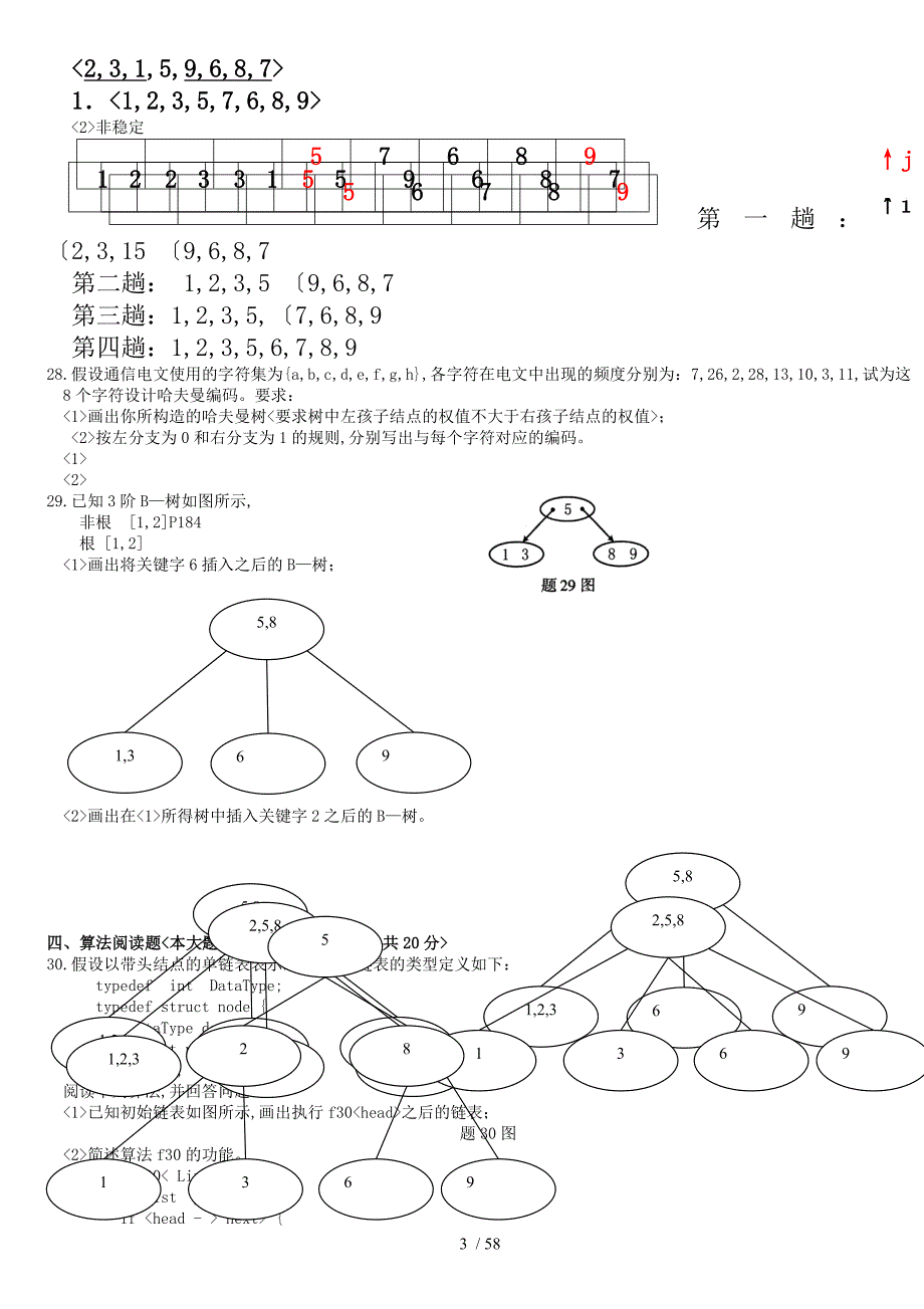 自学考试数据结构02331历年试题与答案(2009__2015年个人整理版)_第3页