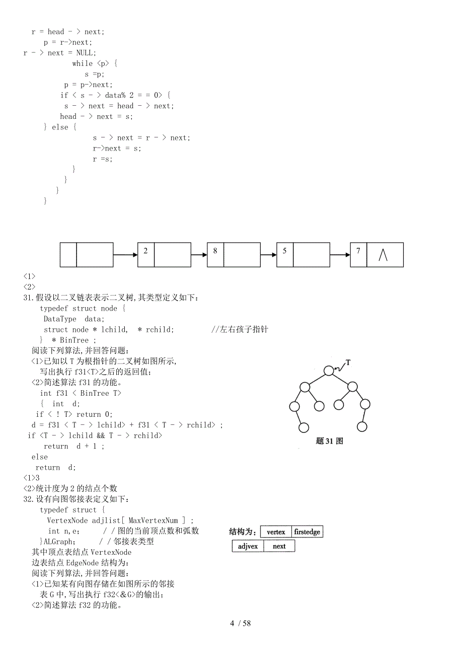 自学考试数据结构02331历年试题与答案(2009__2015年个人整理版)_第4页