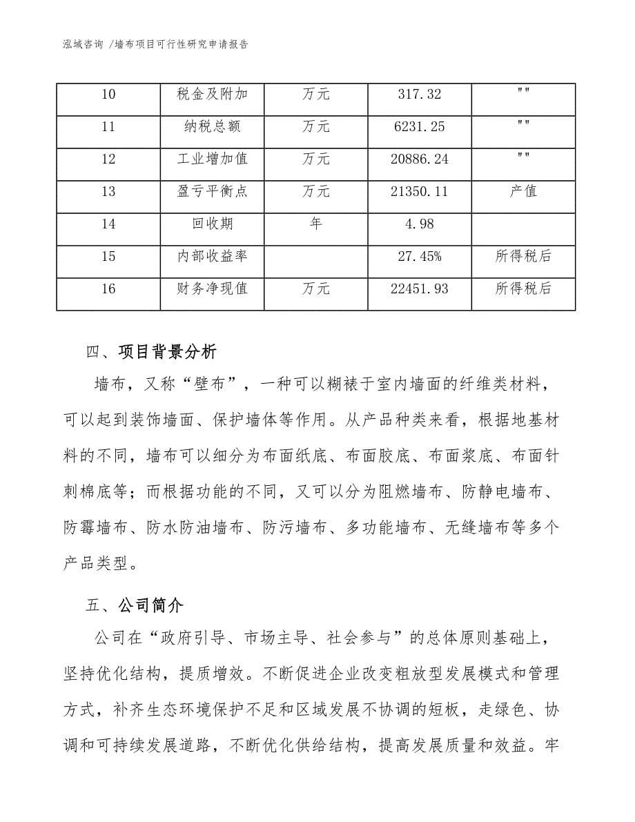 墙布项目可行性研究申请报告（参考范文）_第5页