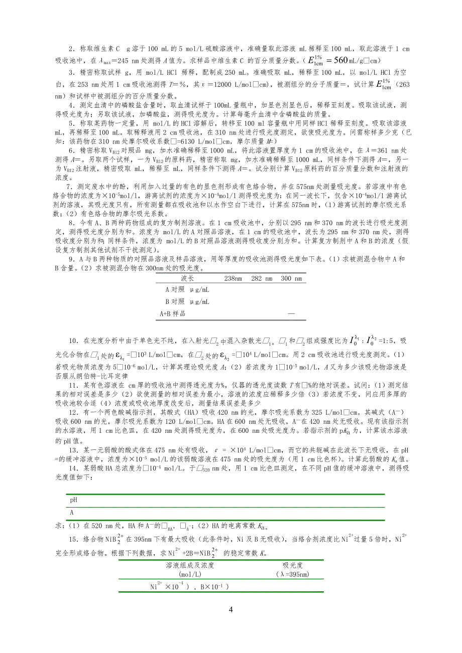 紫外_可见分光光度法习习题(答案及解析)_第4页