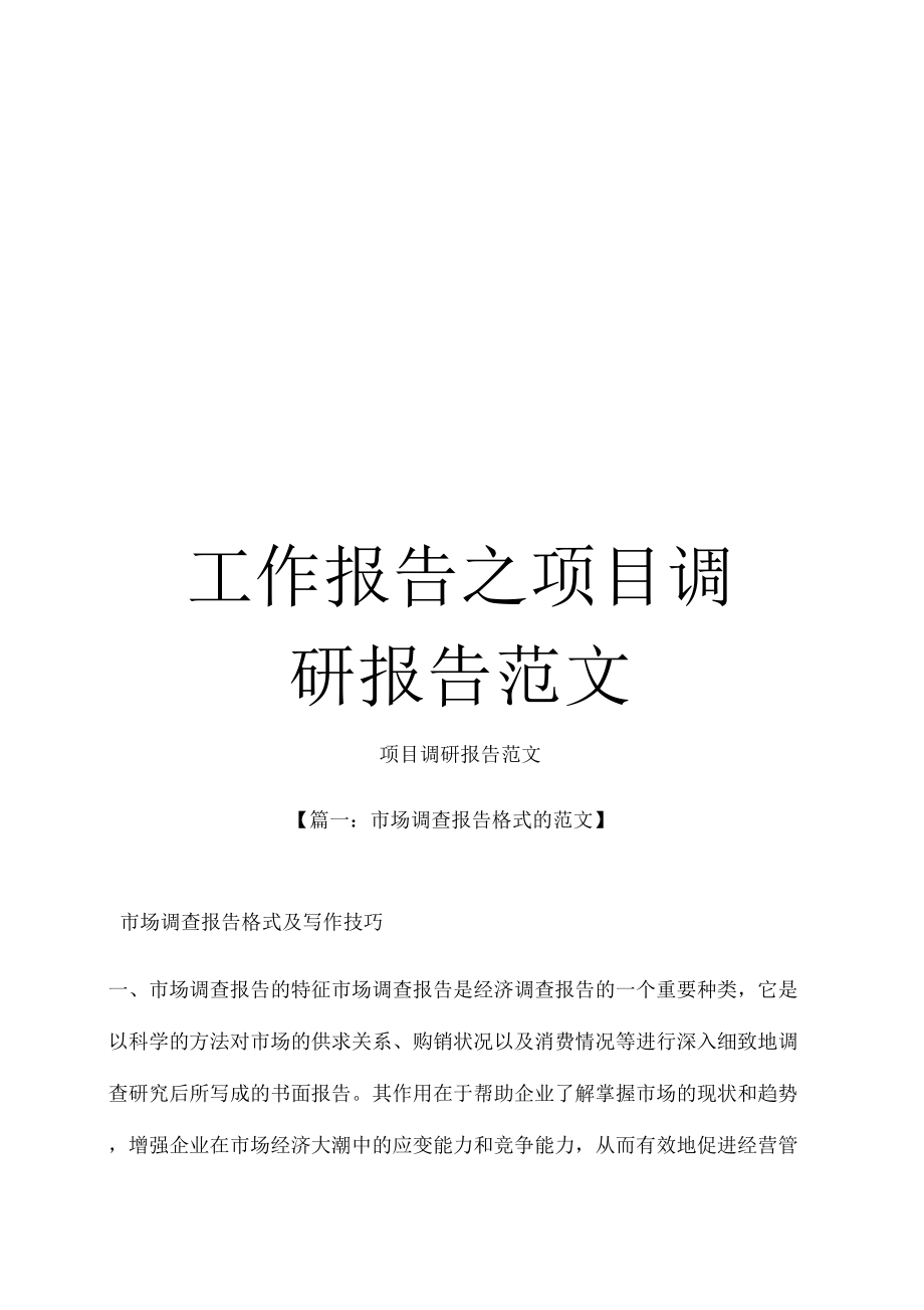 《工作报告之项目调研报告范文》_第1页