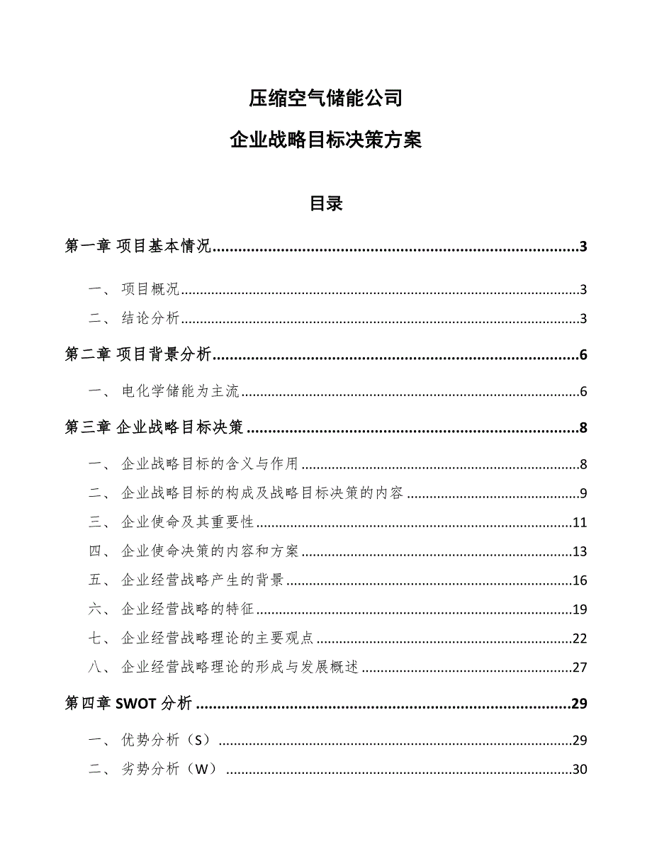 压缩空气储能公司企业战略目标决策方案【范文】_第1页