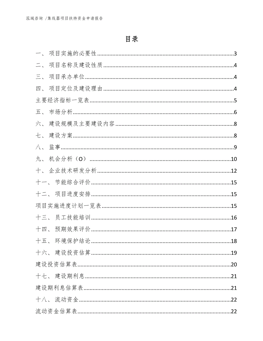 集线器项目扶持资金申请报告（模板参考）_第1页