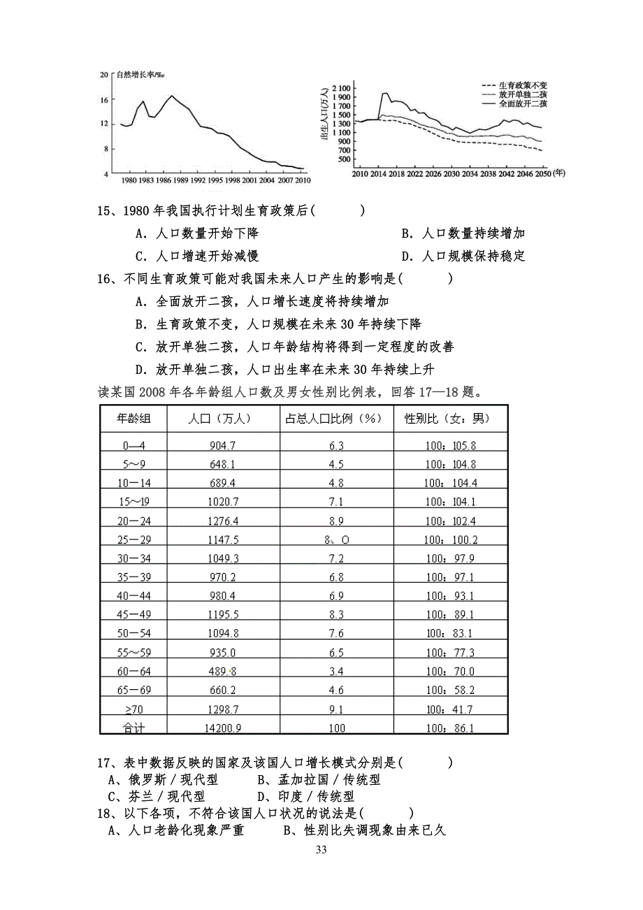 中学高中地理必修2 第一单元 测试题_第3页