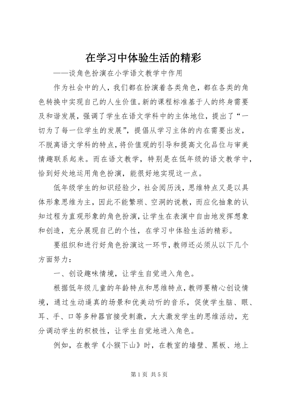 在学习中体验生活的精彩 (4)_第1页