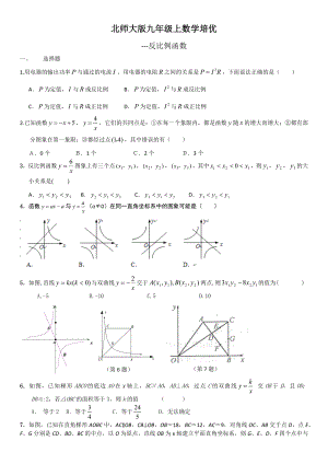 《北师大版九年级上数学培优反比例培优》