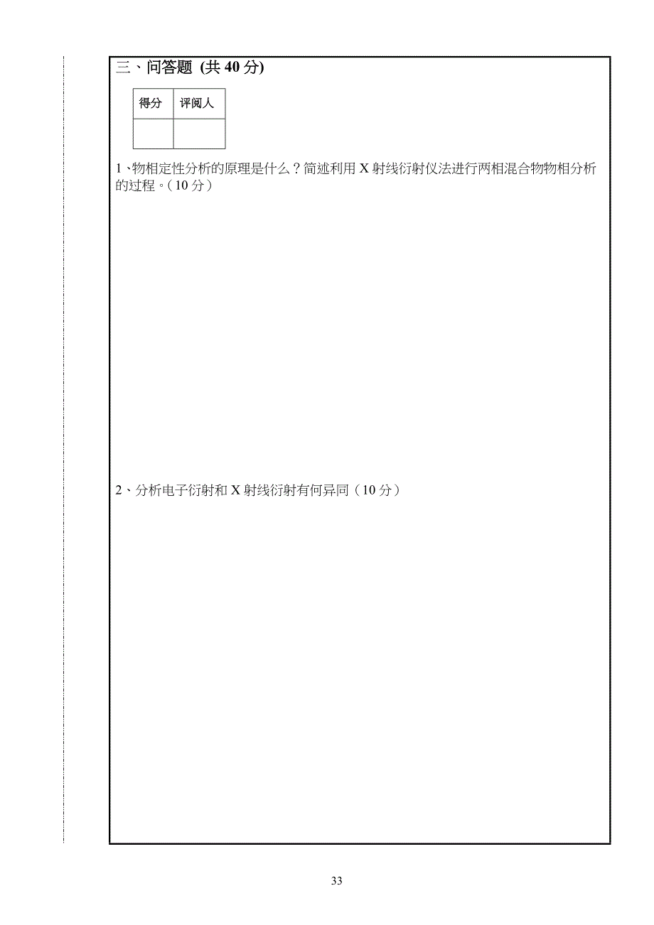 材料现代测试分析技术期末试卷试题(A)_第3页