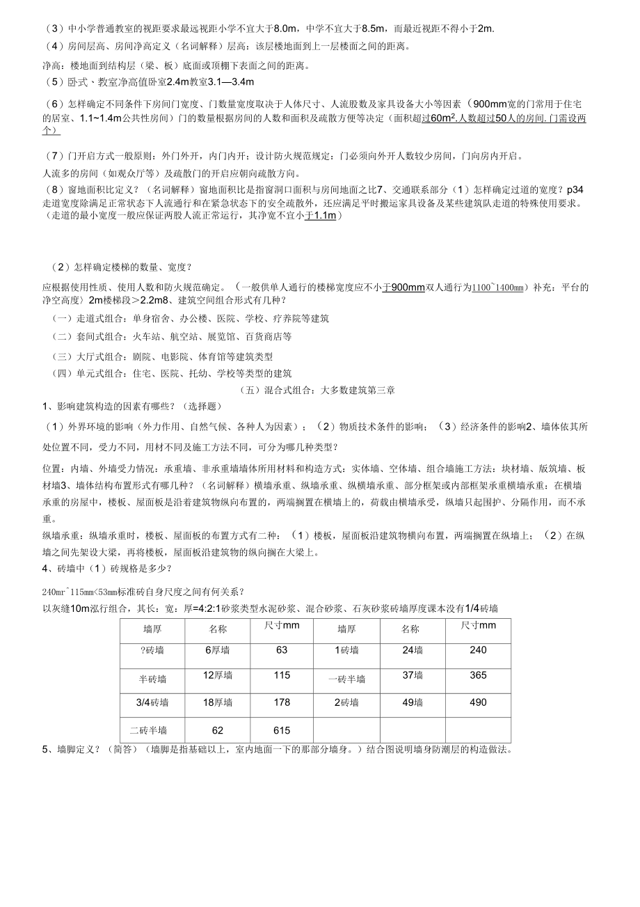 《建筑概论复习提纲整理版(附答案版)》_第3页