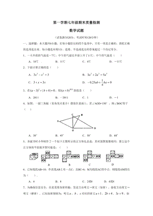 《初一上学期期末卷(人教含答案)》