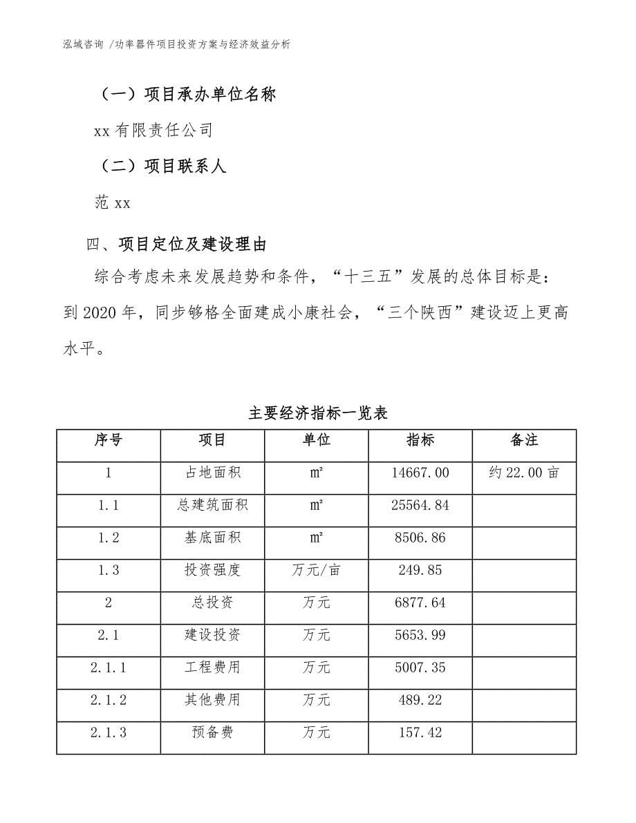 功率器件项目投资方案与经济效益分析（模板范文）_第5页