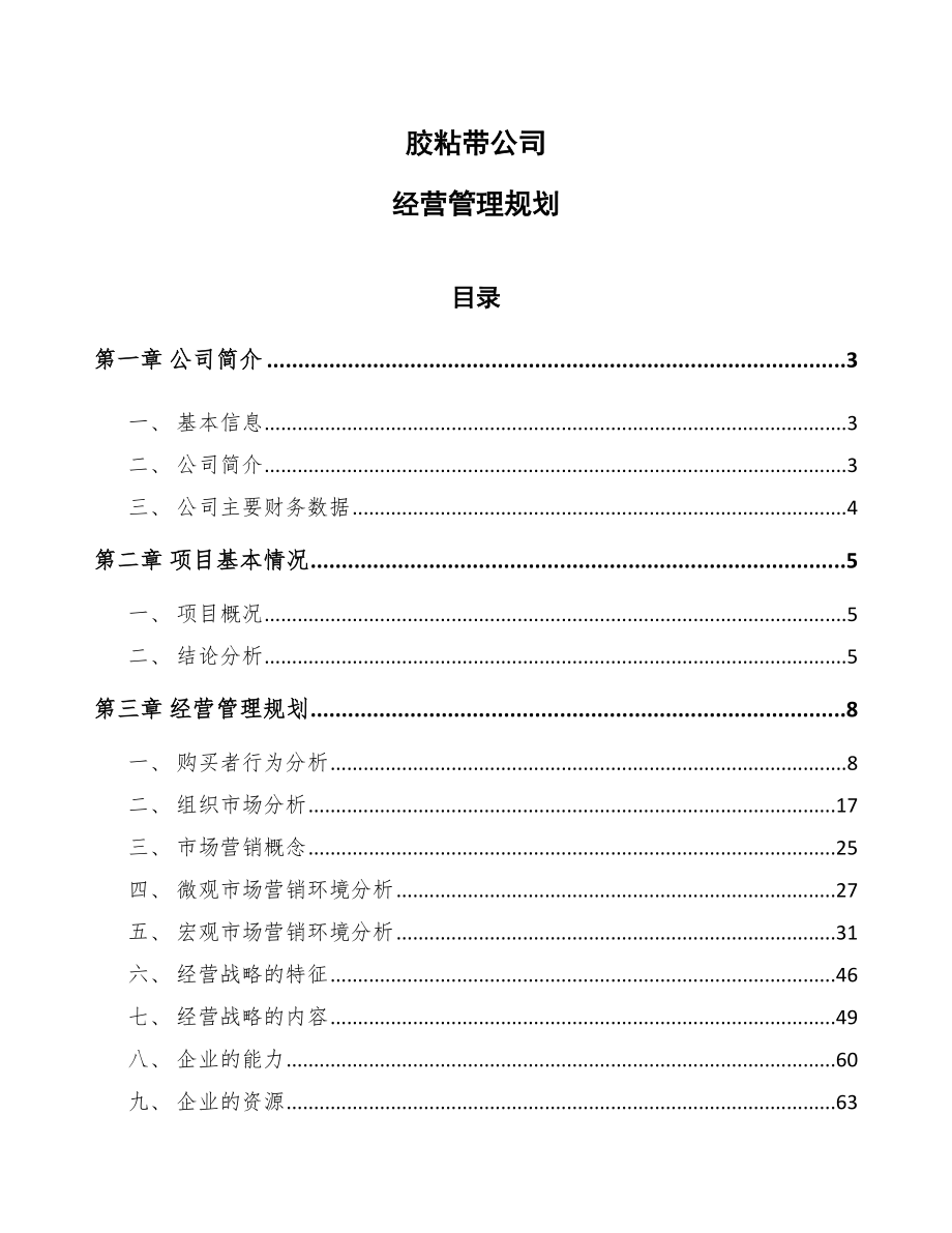 胶粘带公司经营管理规划_参考_第1页