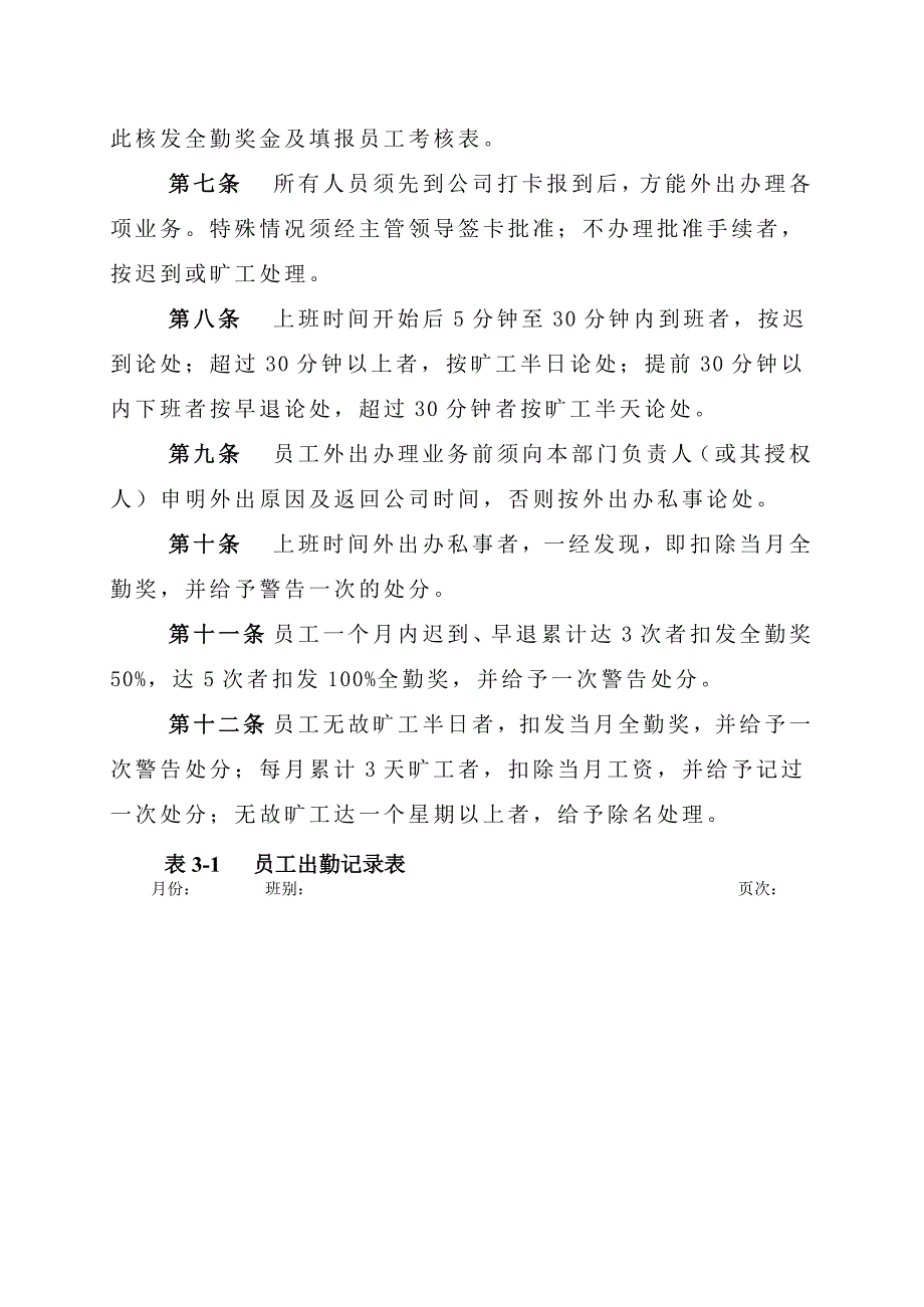 公司职员员工考勤考核管理制度_第2页