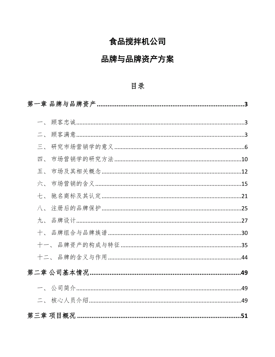 食品搅拌机公司品牌与品牌资产方案_第1页