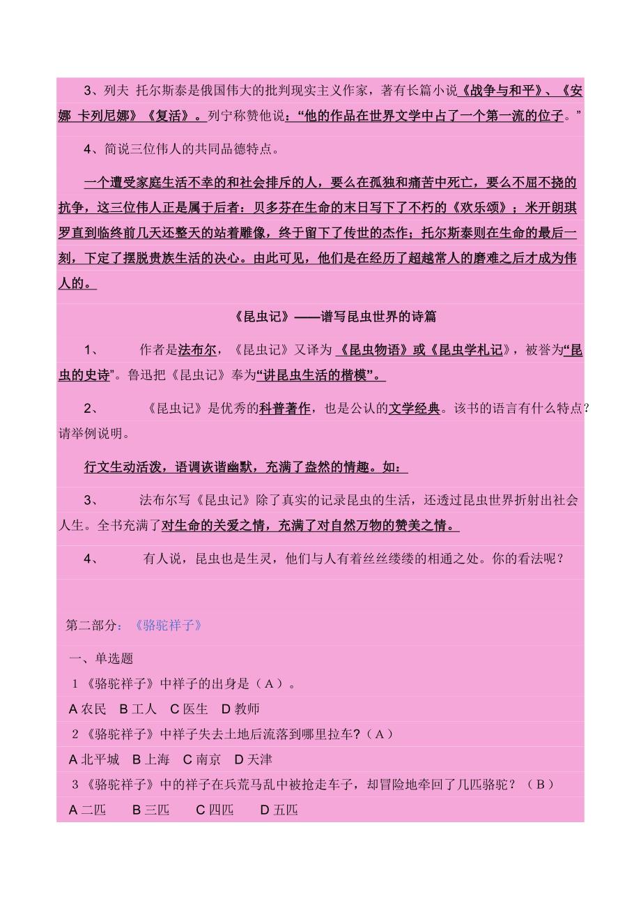 中考备考初中语文文学名著检测_第4页