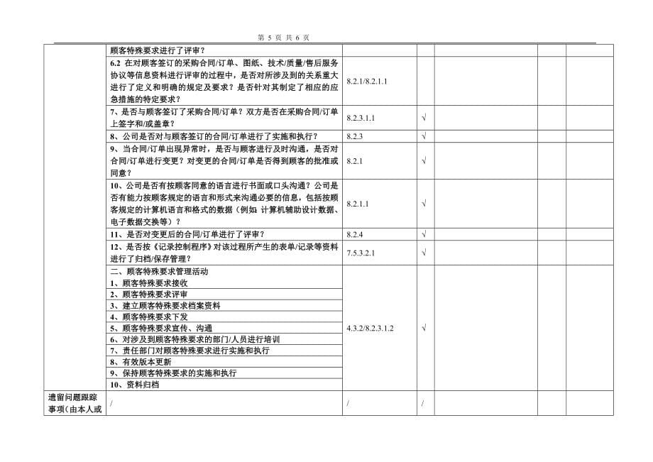 产品和服务要求管理过程内部审核检查表（过程方法CCAPD）_第5页