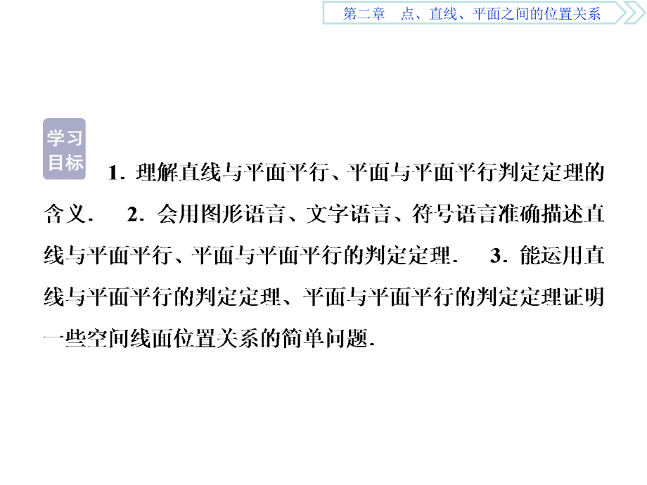 2019高中数学（人教A版）必修二课件：2．2．1　直线与平面平行的判定2．2．2　平面与平面平行的判定_第2页