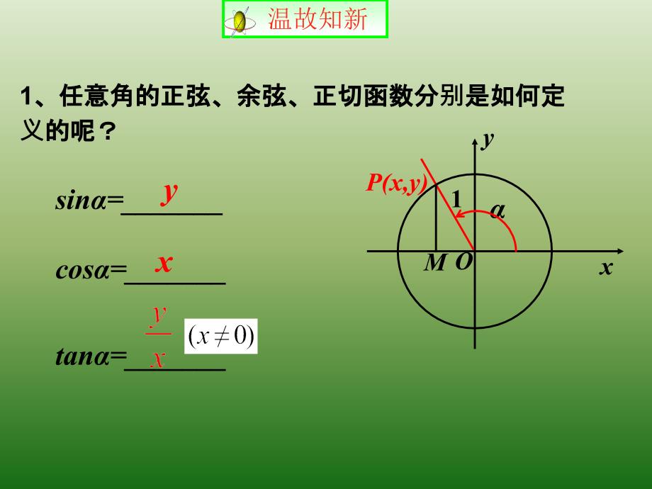 人教A版高中数学必修四 1-2-2 同角三角函数的基本关系 课件 （共14张PPT）_第1页