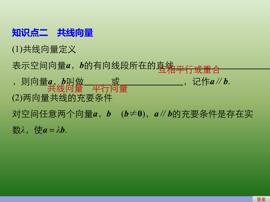 高中数学人教版A版选修2-1课件：3-1-2 空间向量的数乘运算_第5页