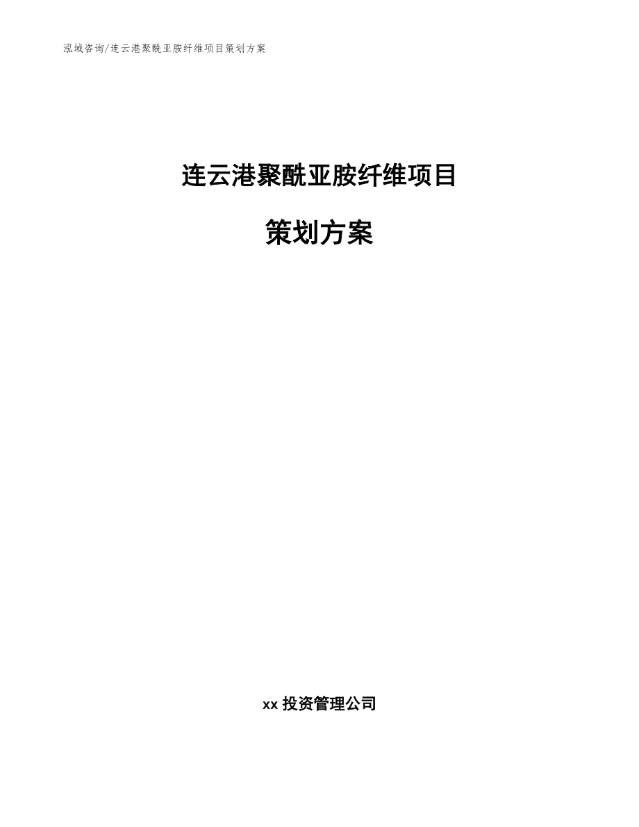 连云港聚酰亚胺纤维项目策划方案参考范文_第1页