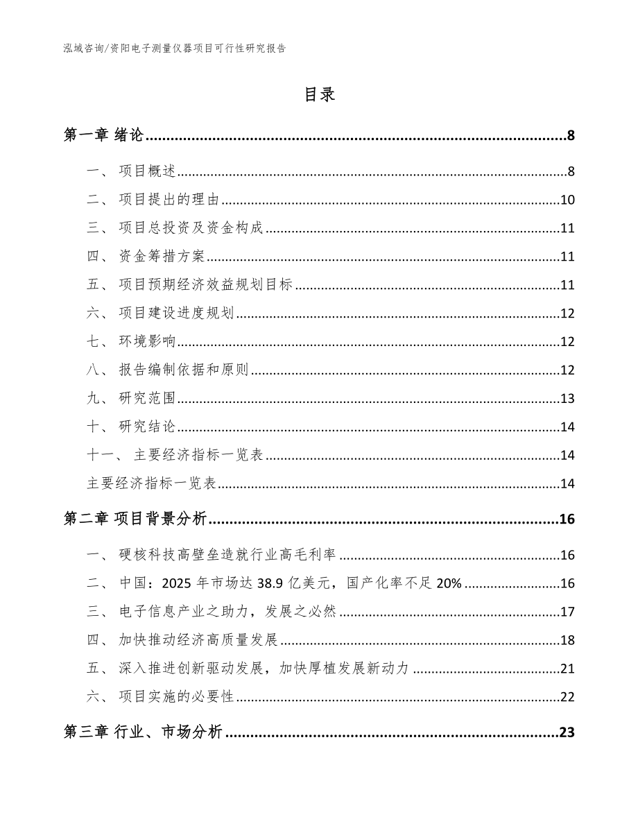 资阳电子测量仪器项目可行性研究报告_模板_第2页