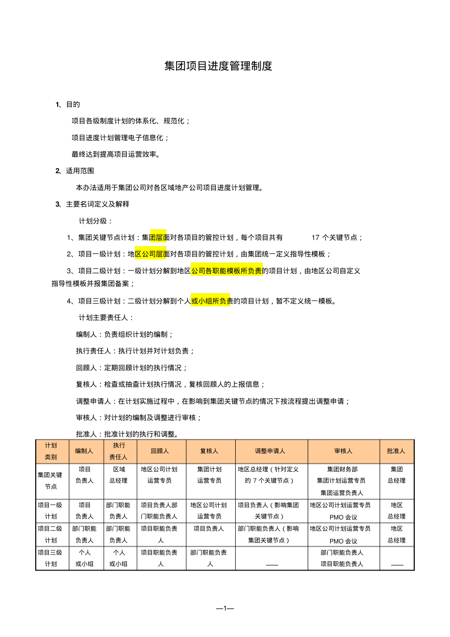 集团项目进度管理制_第1页