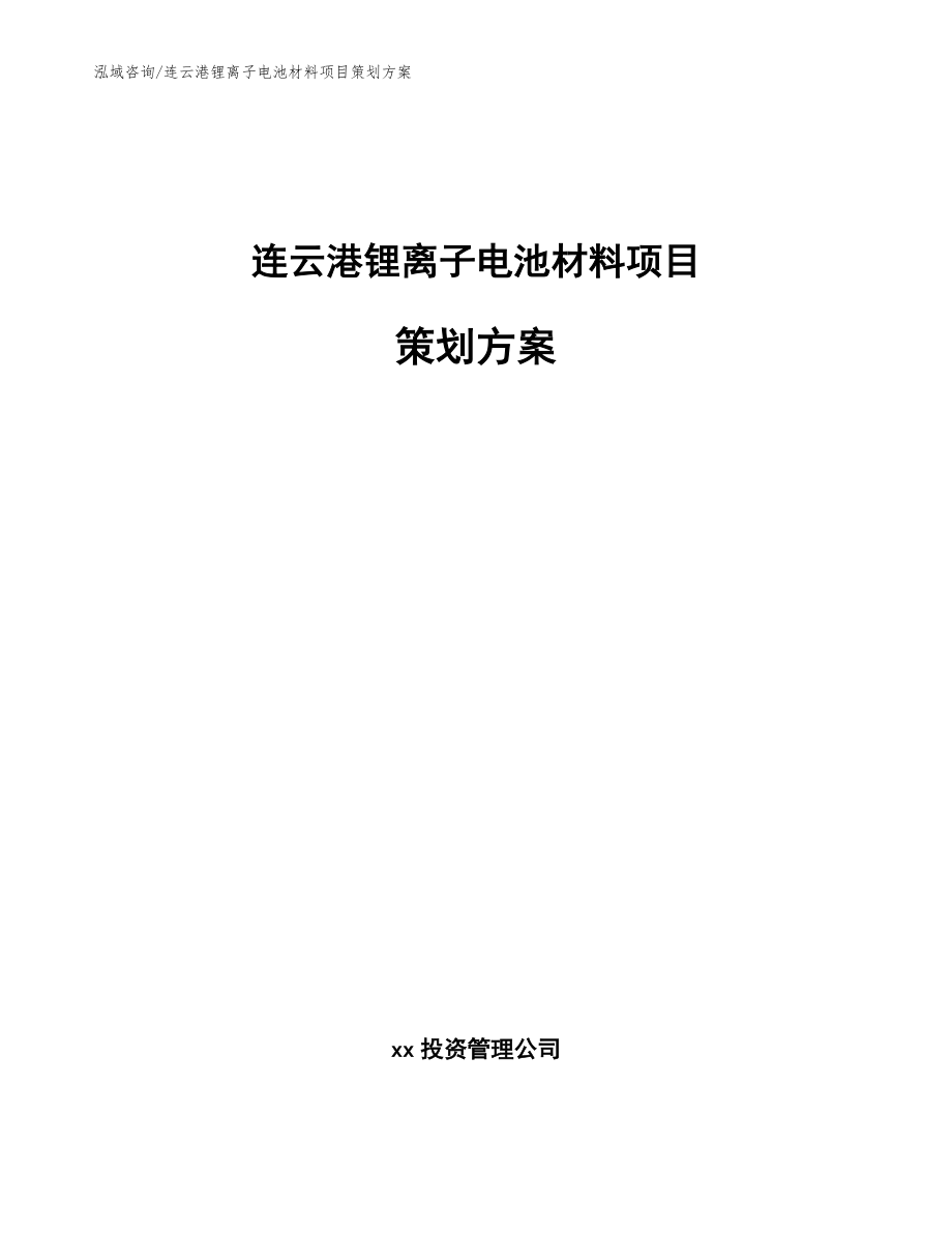 连云港锂离子电池材料项目策划方案（模板）_第1页