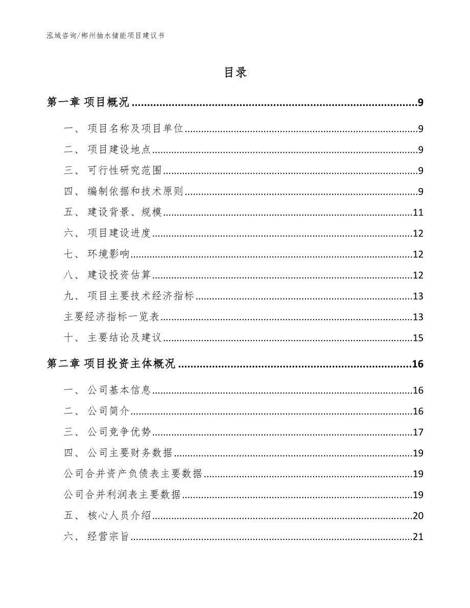 郴州抽水储能项目建议书参考模板_第1页