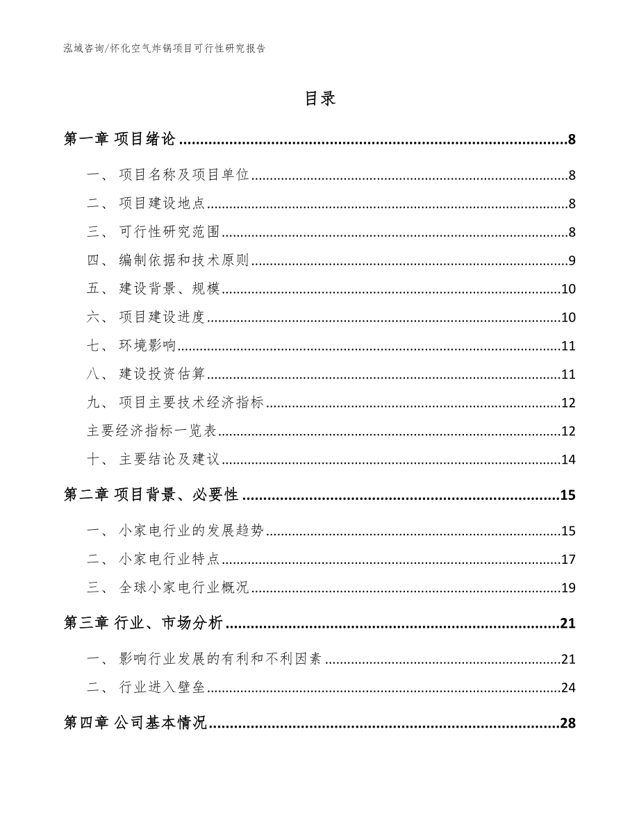 怀化空气炸锅项目可行性研究报告【参考模板】_第1页