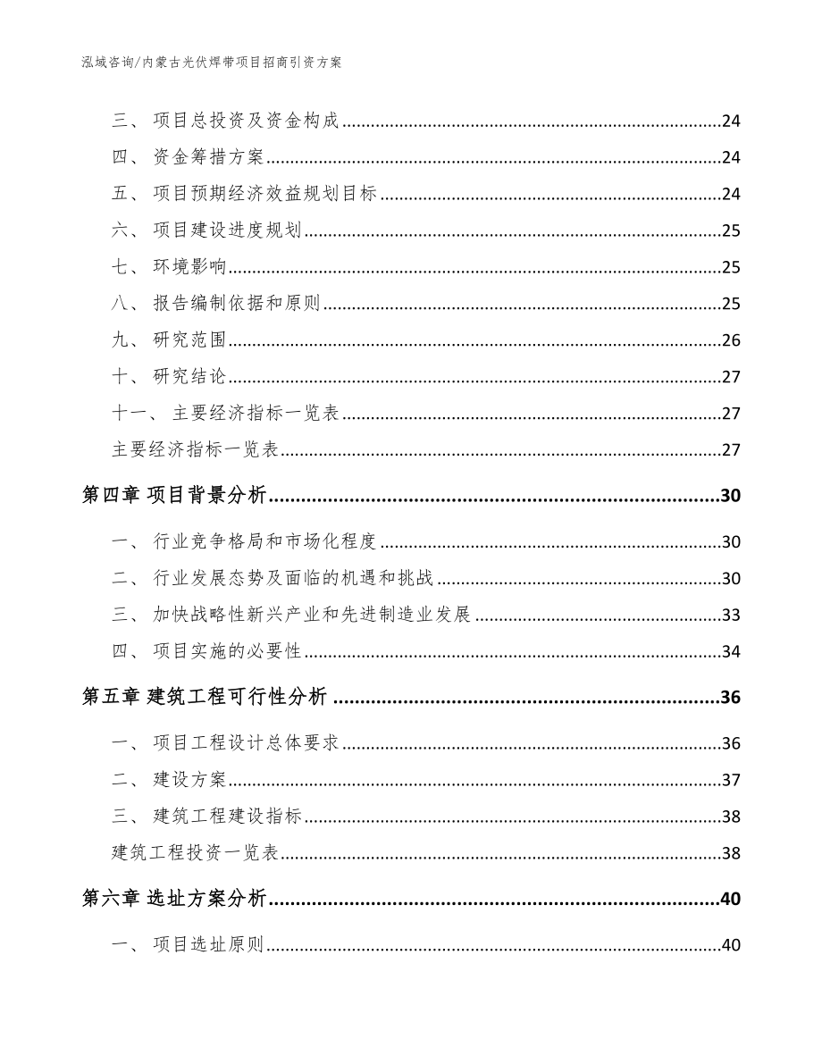 内蒙古光伏焊带项目招商引资方案模板范本_第4页