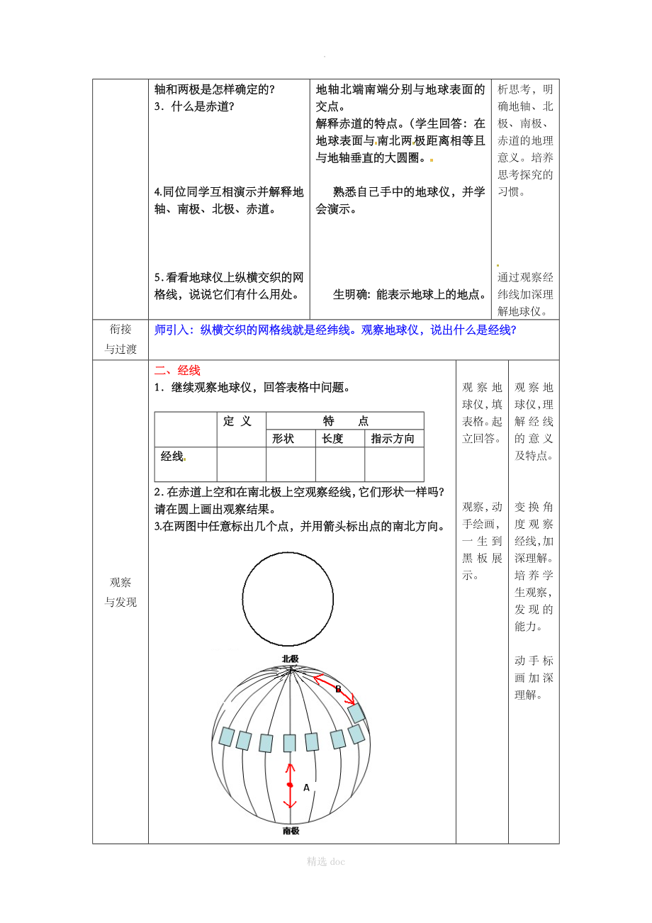 【商务星球版】7年级地理上册教案：1.2地球仪和经纬网（第1课时）A_第2页