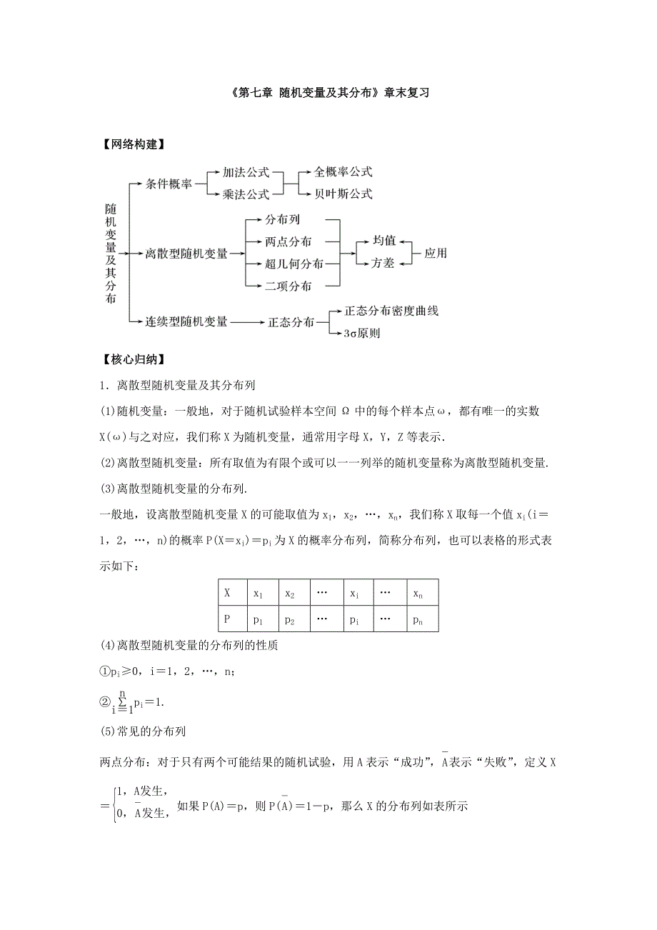 《第七章随机变量及其分布》章末复习与单元检测试卷（共三套）_第1页