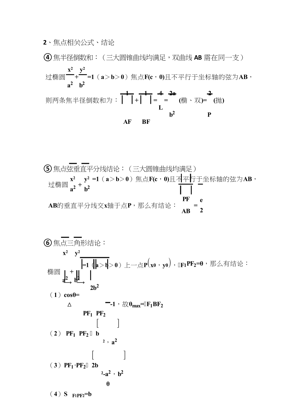 圆锥曲线20个速算公式和结论_第4页