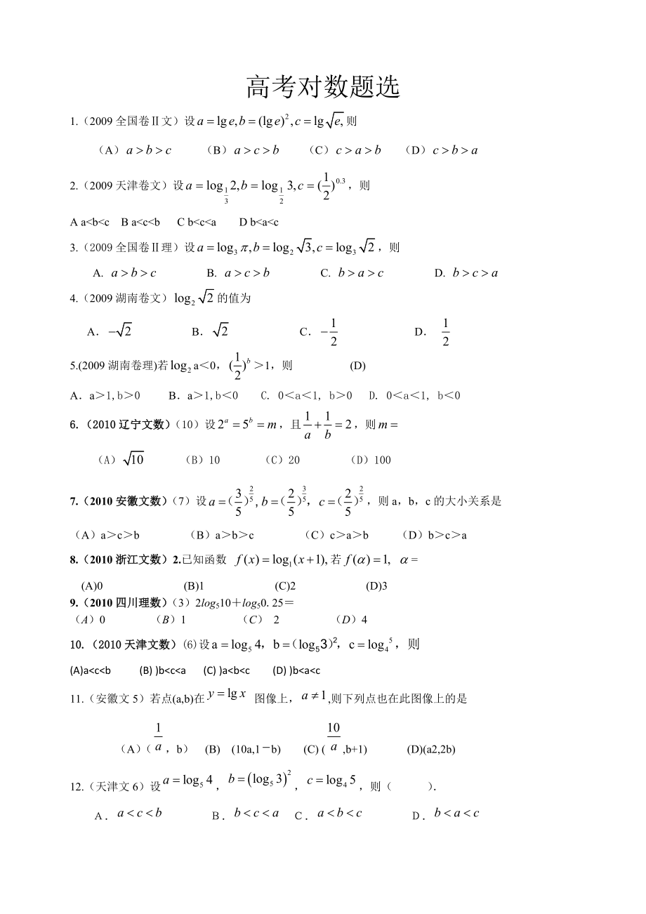 对数高考题_第1页