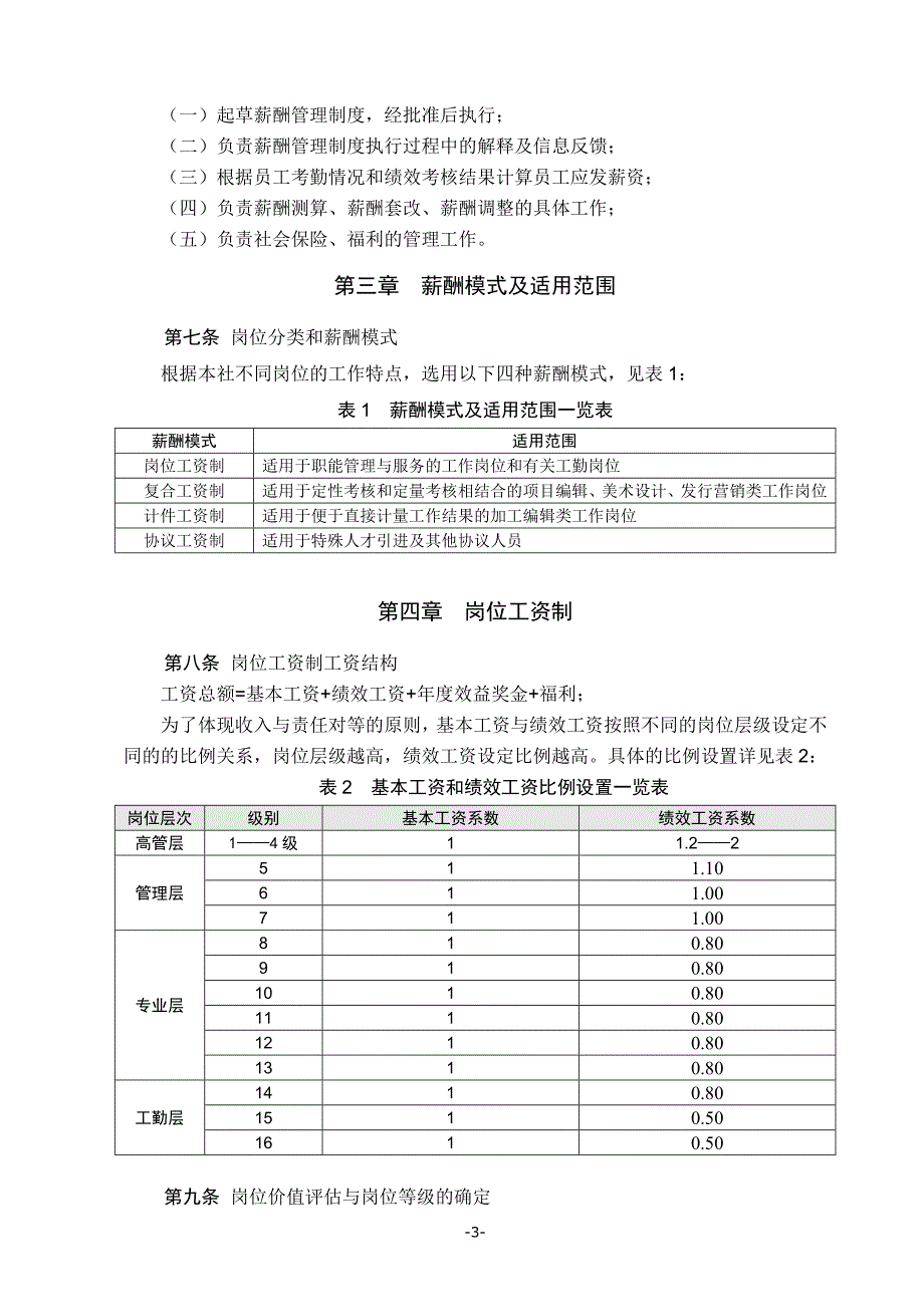 传媒行业企业薪酬管理制度_第3页