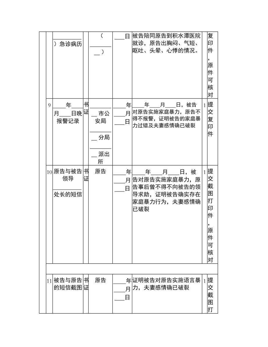 离婚案件证据目录（实例）_第3页