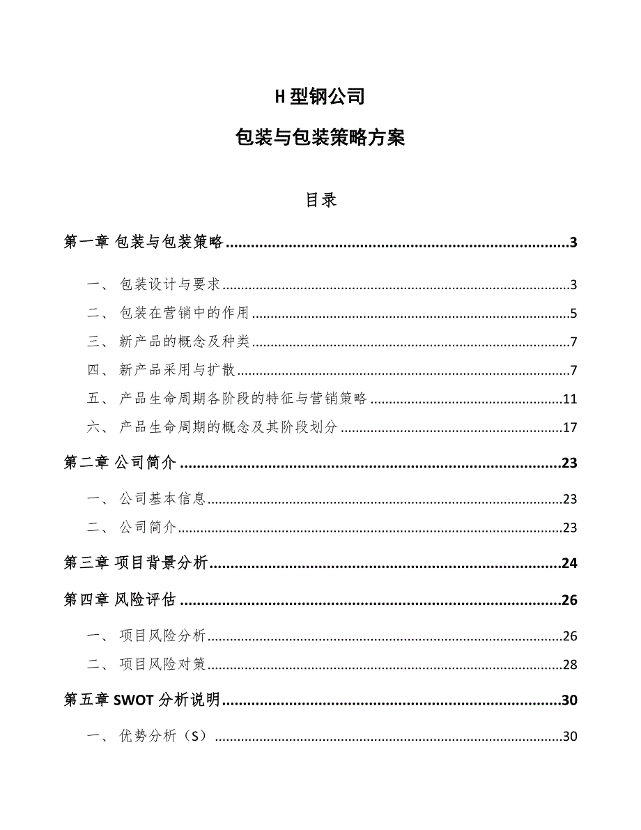 H型钢公司包装与包装策略方案_范文_第1页