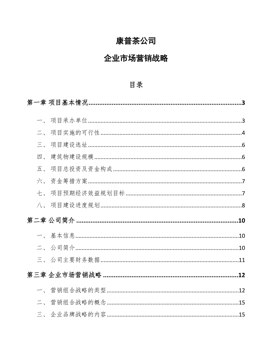 康普茶公司企业市场营销战略【范文】_第1页