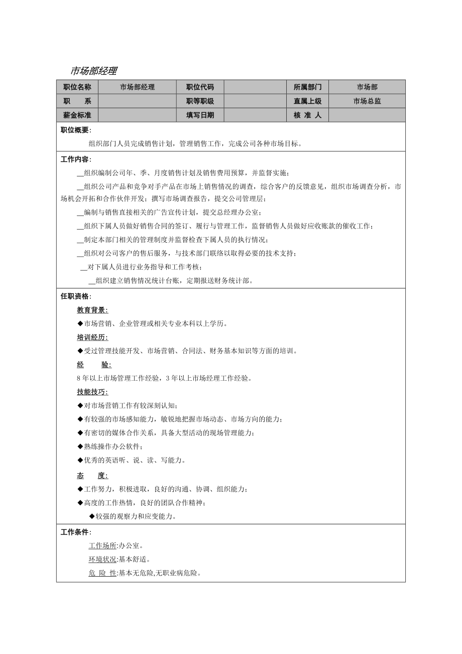 企业运营管理市场部经理_第1页