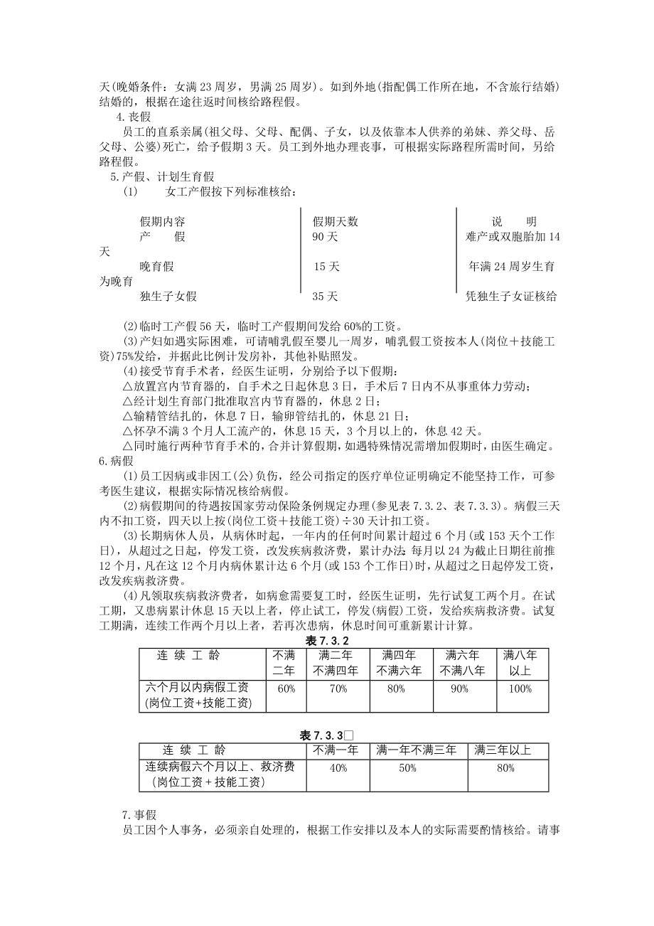 企业运营管理制度员工考勤和休假的规定_第2页