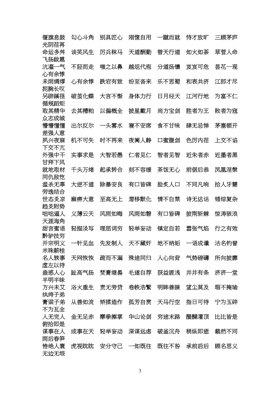 重点初中语文四字词语积累_第3页