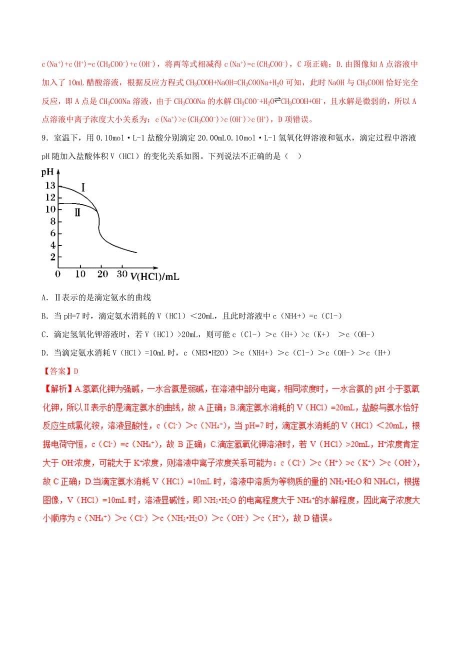 高考化学二轮复习专题17《滴定曲线》考点专练（含详解）_第5页