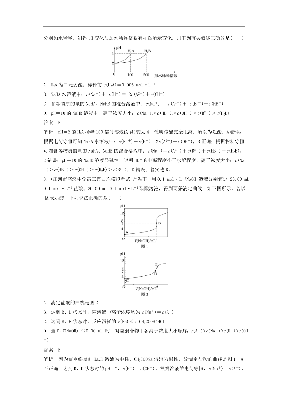 高考化学二轮复习训练题：选择题热点题型特训 题型08《曲线变化分析型》（含答案）_第2页