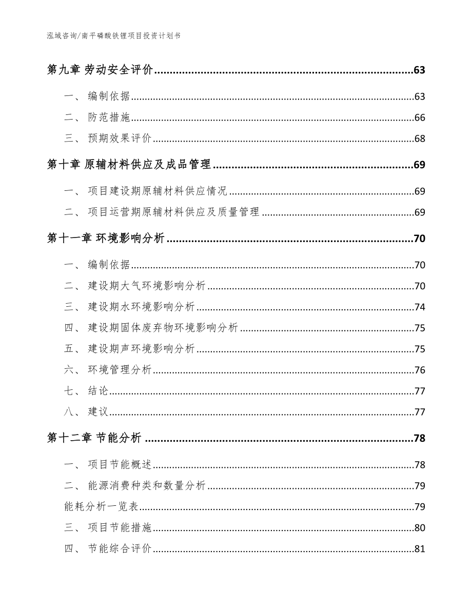 南平磷酸铁锂项目投资计划书范文参考_第4页